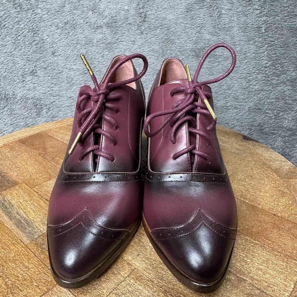 American Duchess Londoner Edwardian Oxfords Cherry Purple US 5 Leather Heels - Picture 5 of 9